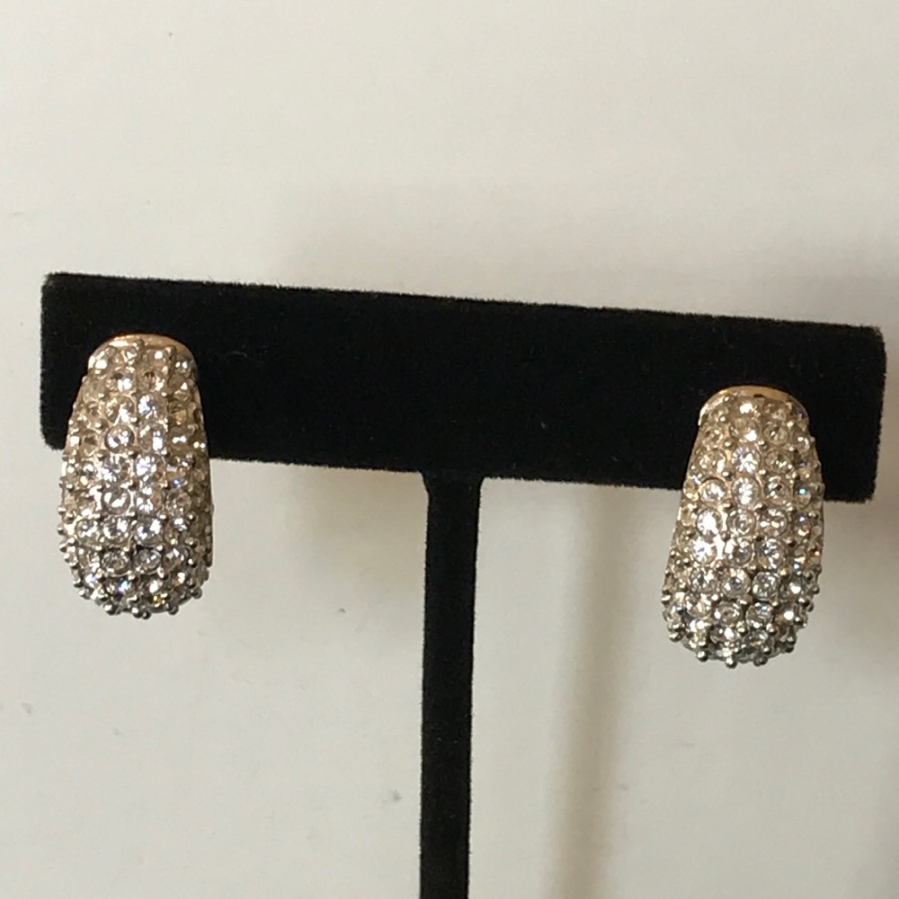Nordstrom CZ silver rhinestone clip earrings - Picture 2 of 6